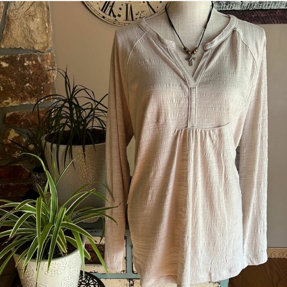 Sonoma Goods For Life Long Sleeve Raglan Bib Henley Top Size 3X Tan